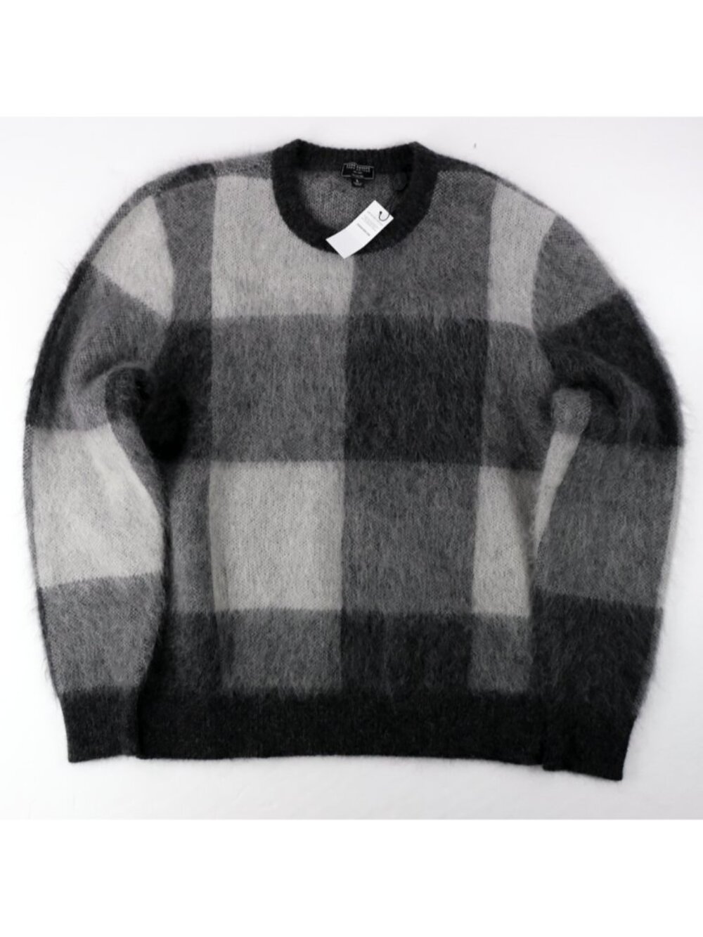NWT Todd Snyder Brushed Buffalo Check Superkid Mohair Wool Blend Gray Sz. L $498